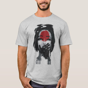 Geishas Stille: Rote und schwarze Tinte Kunst T-Shirt