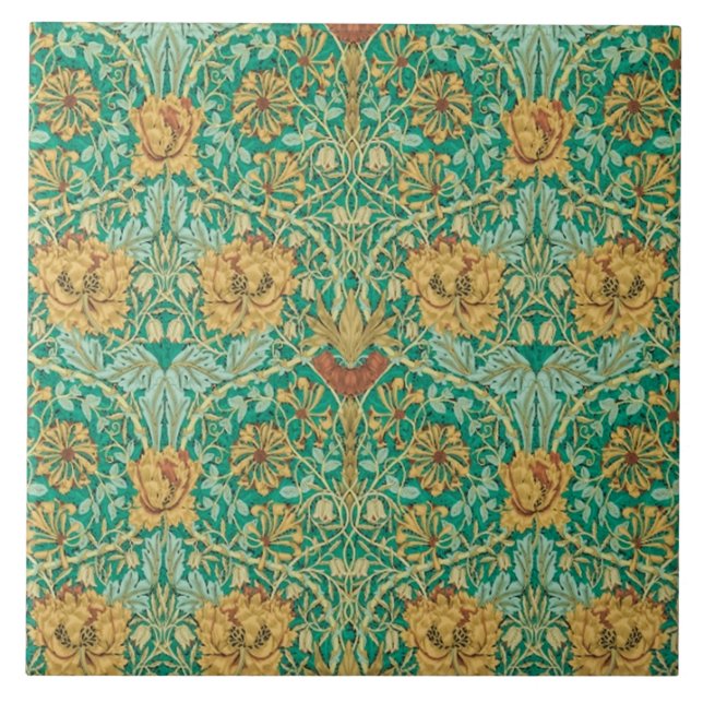 Geißblatt und Tulpe durch William Morris 1876 Fliese (Vorderseite)