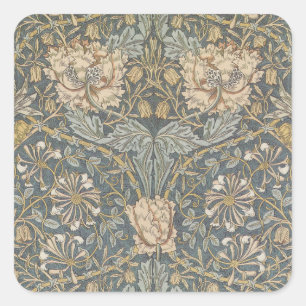 Geißblatt von William Morris, Vintage Blumen Kunst Quadratischer Aufkleber