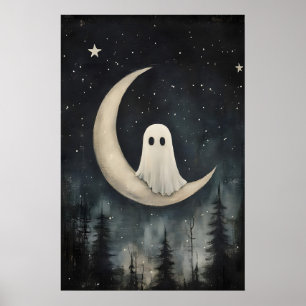 Geist auf dem Mond Druck, Gruseliger gotischer Wal Poster