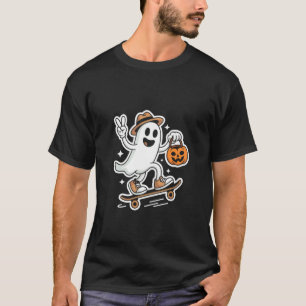 Geist auf Skateboard Cool Halloween Gruseliger Ska T-Shirt