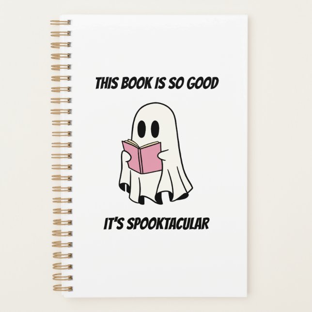 Geist beim Lesen eines Halloween-Buches Grafik Planer (Vorderseite)