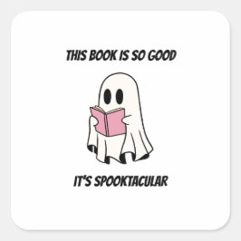 Geist beim Lesen eines Halloween-Buches Grafik Quadratischer Aufkleber
