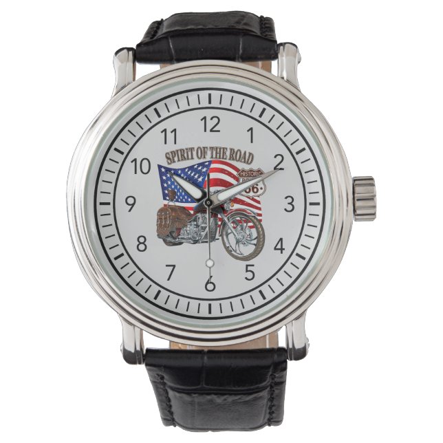 Geist der amerikanischen Motorradflagge Armbanduhr (Vorderseite)