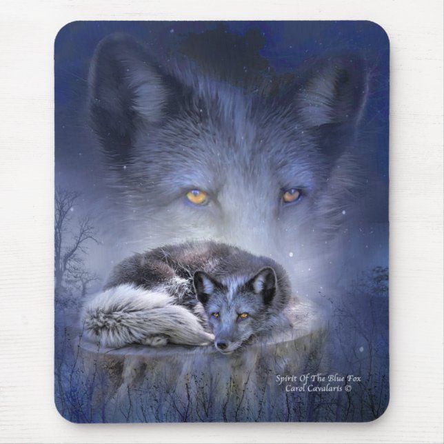 Geist der blauer Fox-Kunst Mousepad (Vorne)