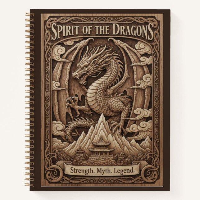 Geist der Drachen-Mythos-Holzschnitz-Tagebuch Notizbuch (Vorderseite)