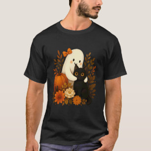 Geist, der eine Katze umarmt, umgeben von Hallowee T-Shirt
