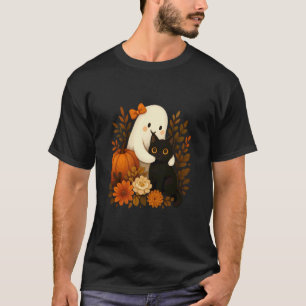 Geist, der eine Katze umarmt, umgeben von Hallowee T-Shirt
