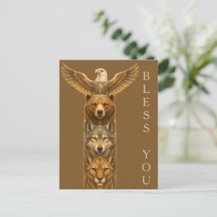 Geist der Wildnis – Totempfahl-Kunst Postkarte