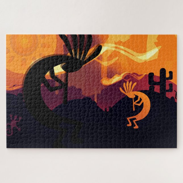 Geist der Wüstenlandschaft Kokopelli Sonnenunterga Puzzle (Horizontal)