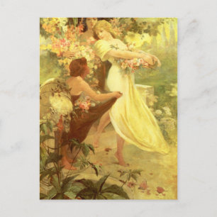 Geist des Frühlings von Alphonse Mucha Postkarte