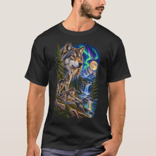 Geist des Nordens – Vintage-Wolf-Familie T-Shirt