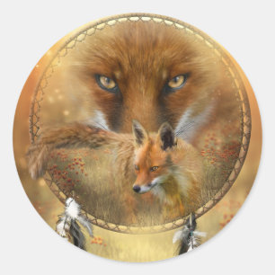 Geist des roter Fox-Kunst-Aufklebers Runder Aufkleber