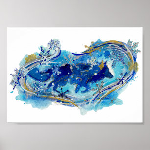 Geist des Wintersturm Wolf Aquarell Poster