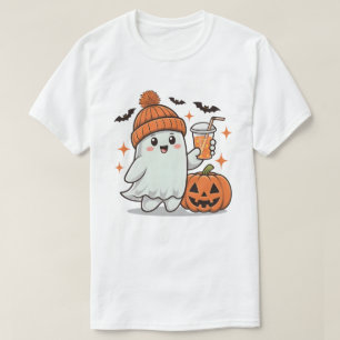 Geist, Fledermäuse, Pumpkin und Trinken, Niedliche T-Shirt