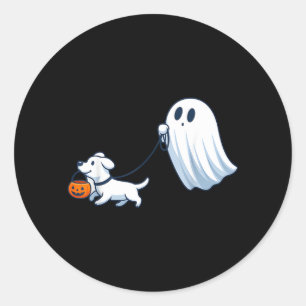 Geist gehender Hund Geist Hund Halloween Süß Gruse Runder Aufkleber