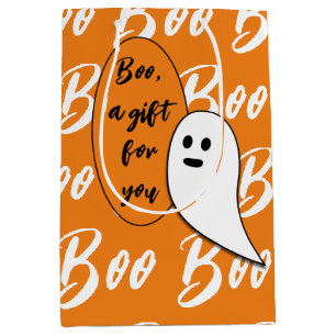 Geist Halloween schwarz weiß orange boo Mittlere Geschenktüte