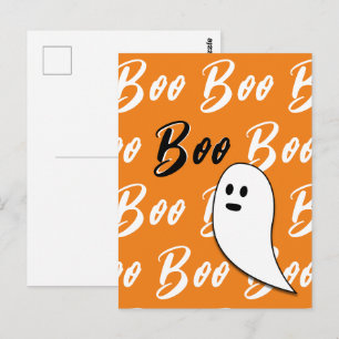 Geist Halloween schwarz weiß orange boo Postkarte