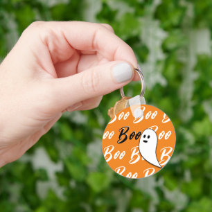Geist Halloween schwarz weiß orange boo Schlüsselanhänger