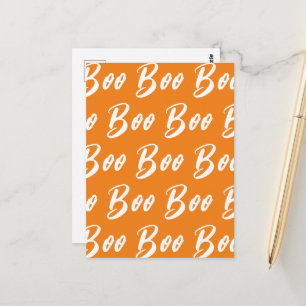 Geist Halloween weiß orange Boo Textmuster Postkarte