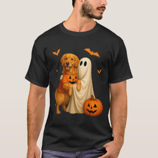 Geist hält goldenen Hund Halloween - Lustiger Gold T-Shirt