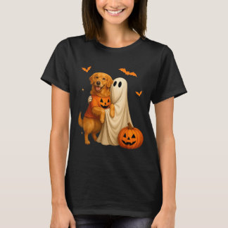 Geist hält goldenen Hund Halloween - Lustiger Gold T-Shirt