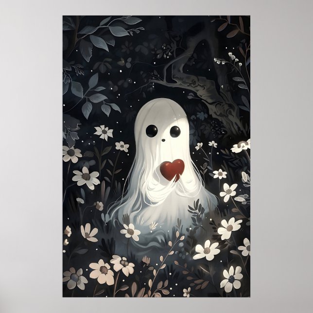 Geist hält Herz im Blumenwald-Druck Poster (Vorne)