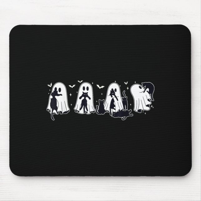 Geist hält schwarze Katze Halloween schwarze Katze Mousepad (Vorne)