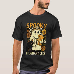 Geist hält schwarze Katze, Hund Tierarzt Halloween T-Shirt