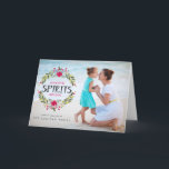 Geist helles Wreath-Foto gefaltete Karte machen<br><div class="desc">Geist helles Wreath-Foto gefaltete Karte machen 
 Spaß und festlicher Feiertag gefaltete Karte. Er kennzeichnet Weihnachtsmohnblumen-Kranz.</div>