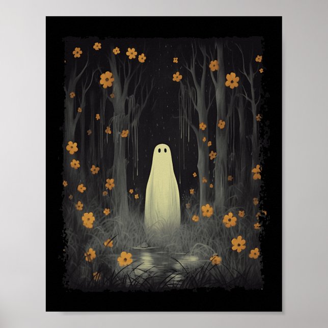 Geist im Blumenwald Halloween gotische Spookie Poster (Vorne)