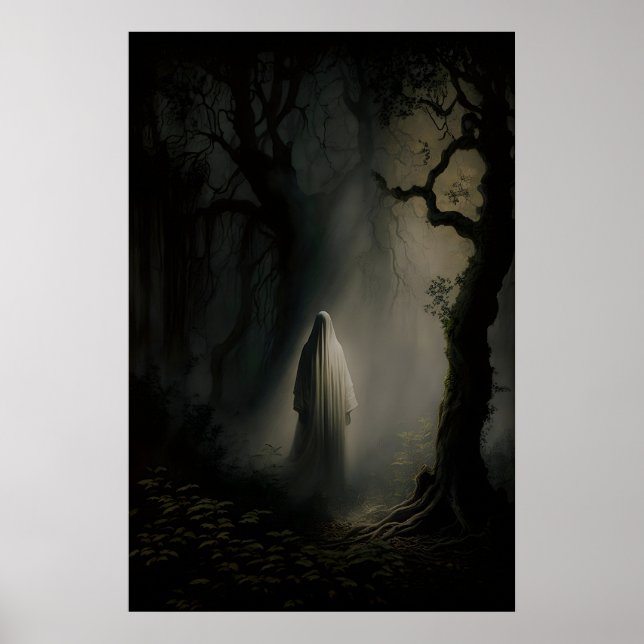 Geist im Wald bei Mondlicht, Vintage Poster (Vorne)