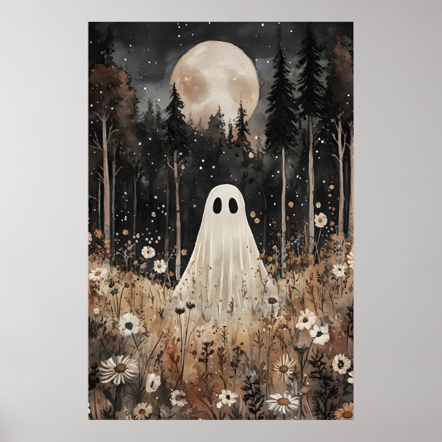 Geist im Wald mit Blume, Dark Academia Poster (Vorne)