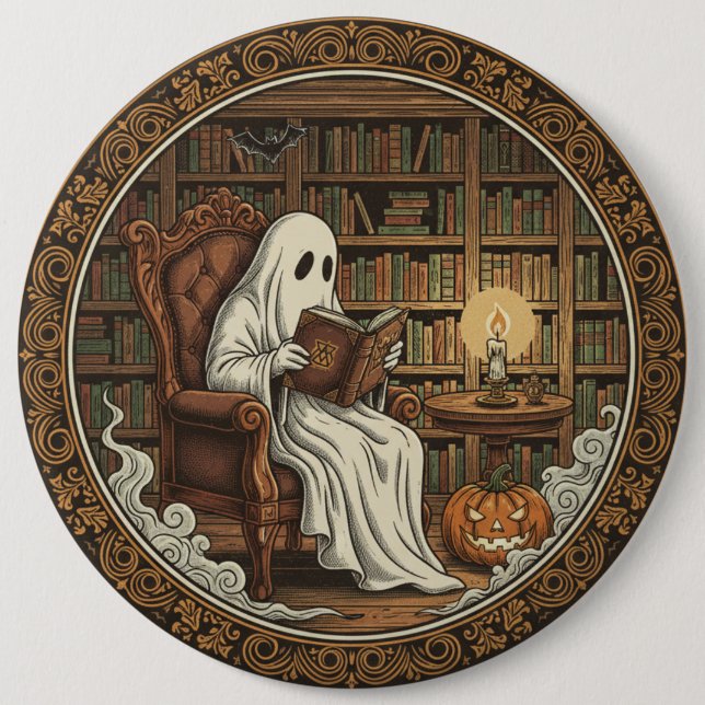 Geist in einer Bibliothek Button (Vorderseite)