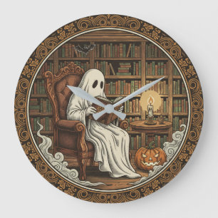 Geist in einer Bibliothek Große Wanduhr