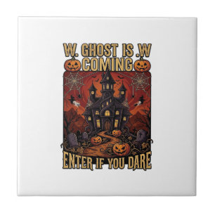 Geist kommt Halloween Spukhaus Kürbisse B Fliese