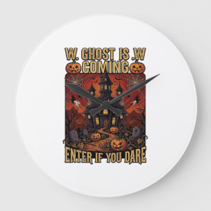 Geist kommt Halloween Spukhaus Kürbisse B Große Wanduhr