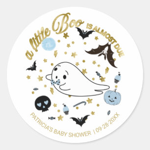 Geist Little Boo Halloween Junge Baby Shower Runder Aufkleber