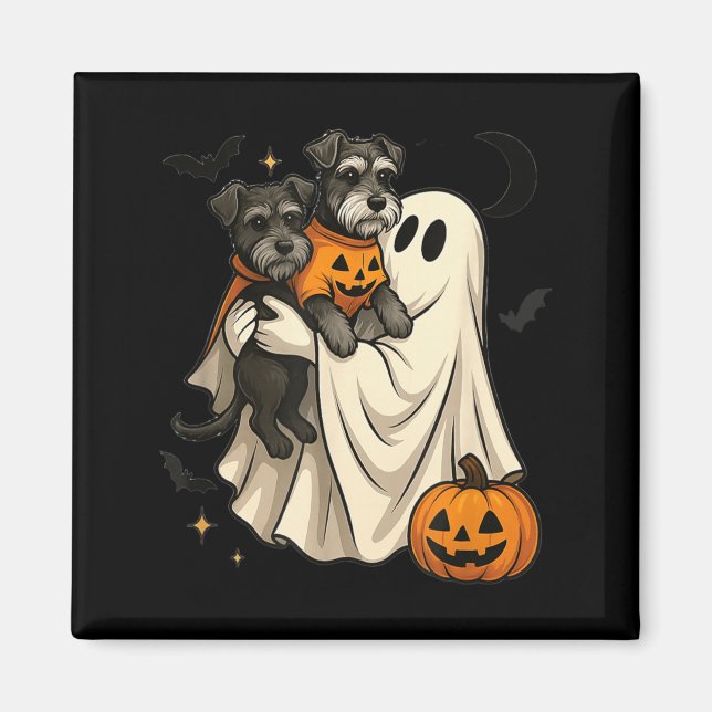 Geist Miniaturschnauzer Hund Halloween Magnet (Vorne)