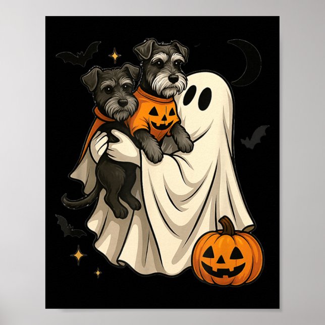 Geist Miniaturschnauzer Hund Halloween Poster (Vorne)