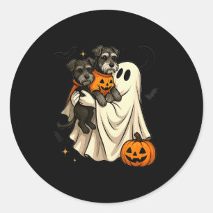Geist Miniaturschnauzer Hund Halloween  Runder Aufkleber
