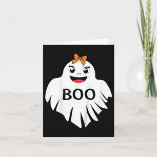 Geist mit Bogen Boo Mädchen Halloween T-Shirt  Karte