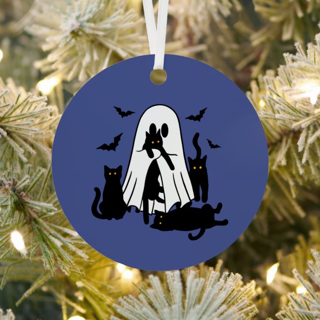 Geist mit katzenHalloween-Baum Ornament Aus Metall (InSitu)