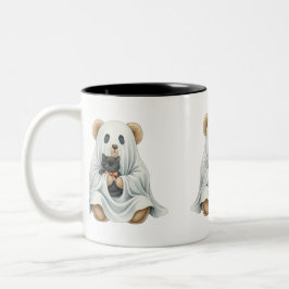 Geist mit Kitten, Teddy Bear, Halloween, Autor N Zweifarbige Tasse