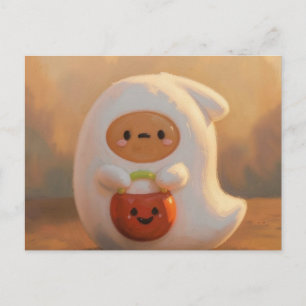 Geist mit Kürbiskeimer Halloween Postkarte