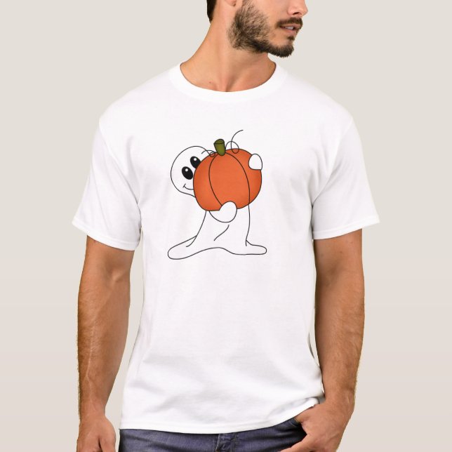 Geist mit orange Kürbis T-Shirt (Vorderseite)