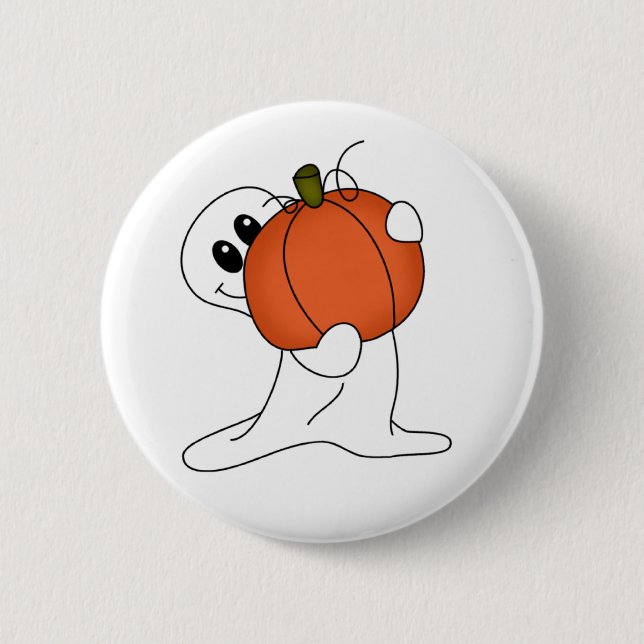 Geist mit Orange Pumpkin Button (Vorderseite)