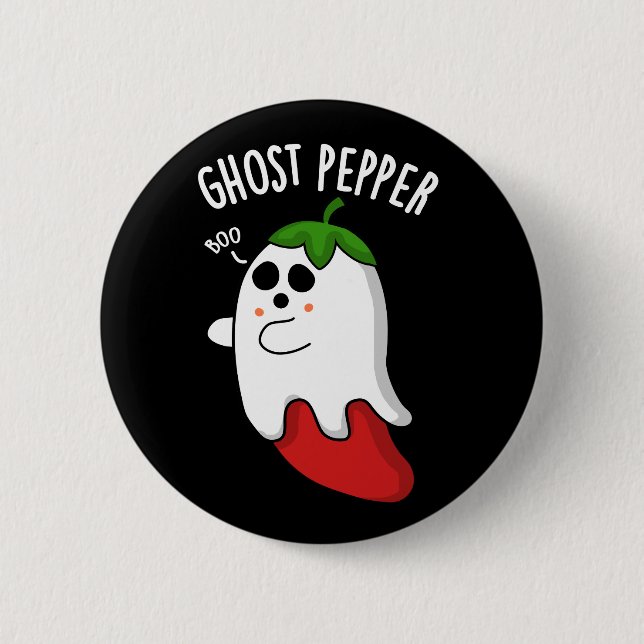 Geist Pepper Lustiger Chili Wortspiel Dunkler Hint Button (Vorderseite)