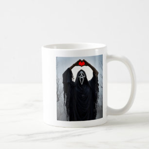 Geist rote Herz Hände Y Gesicht Halloween Valentin Kaffeetasse