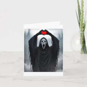 Geist rotes Herz Hände Y Gesicht Halloween Valenti Karte